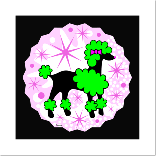 Funny Poodle with Green Hairdo Posters and Art